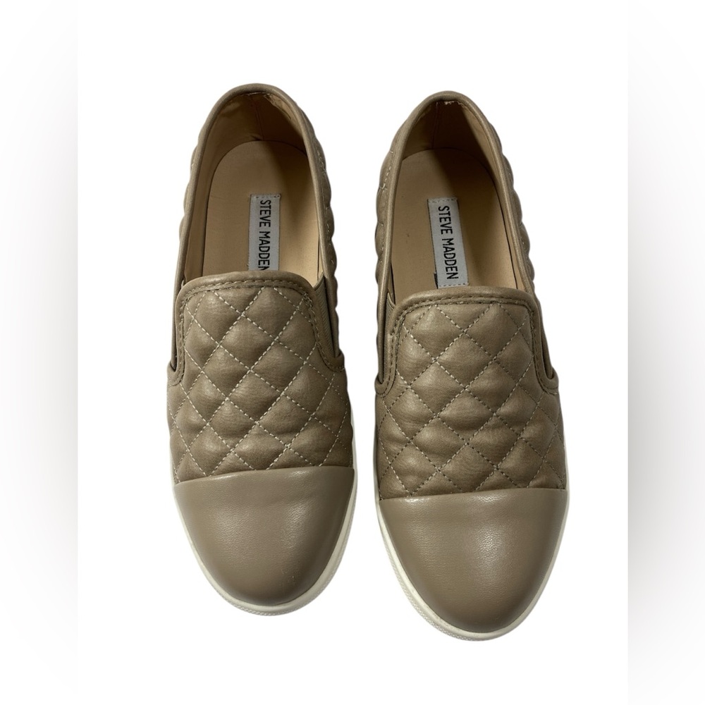 Steve Madden Women's Zaander Quilted Gray Slip-On Loafer Shoes size 7.5